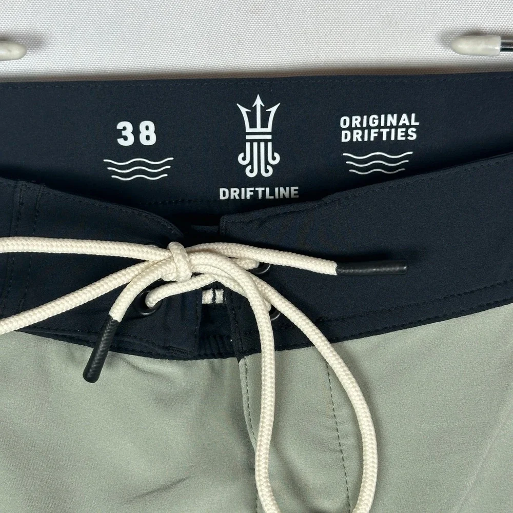 Driftline Original Drifties Board Shorts Mens 38 Sage Green Neoprene Lined Surf